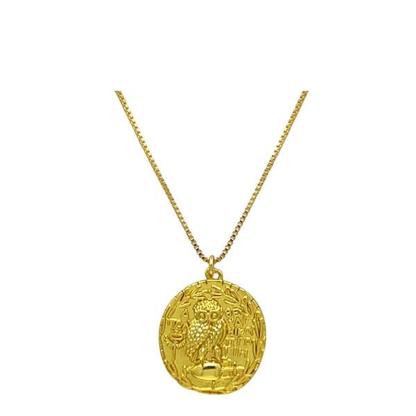 Coin: Owl of Athena on 18kt Gold Fill Chain Necklace (NGP48OWL) Necklaces athenadesigns 