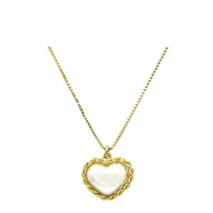 Pearl:Bezel Set 18kt Gold Fill Heart Necklace (NGCP3460) Necklaces athenadesigns 