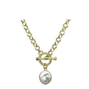 Pearl: Round Bezel Set Toggle Necklace (NGPT3064) Necklaces athenadesigns 