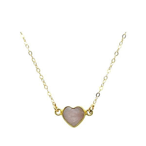 Heart: Semi Precious Stone Necklace: Pink Opal (NGCH67PO) Necklaces athenadesigns 