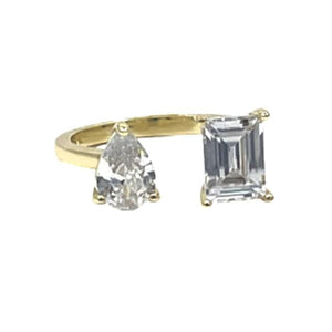 Adjustable Ring: Pear And Rectangle CZ (RG2/4508) Rings athenadesigns 