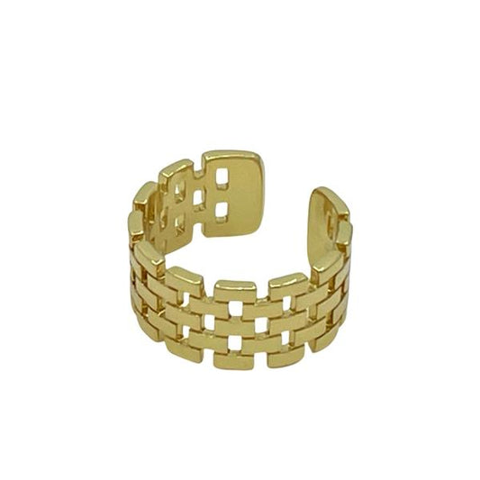 Adjustable Ring: 'Brick' Pattern 18kt Gold Fill (RG4480) Rings athenadesigns 