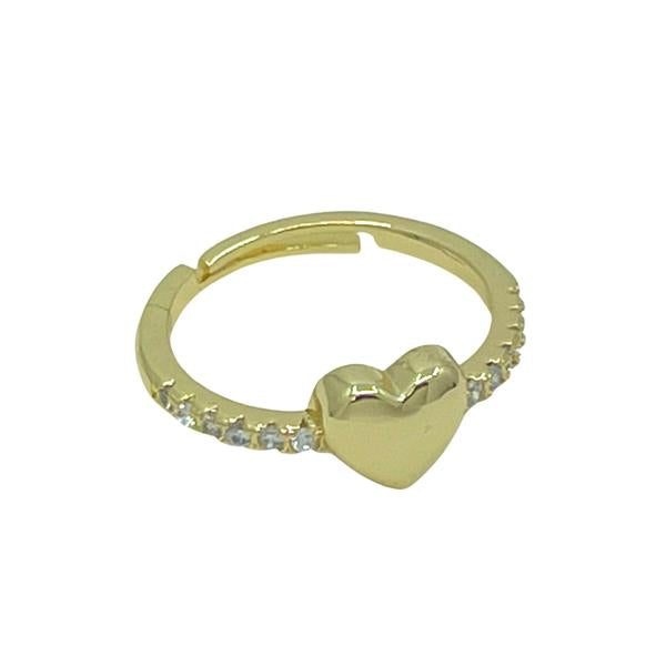 Adjustable Ring: Heart Ring18kt Gold Fill With CZ (RG6445) Rings athenadesigns 