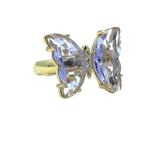 Adjustable Glass Butterfly Ring: Lavender (RG5BFLYLV) Rings athenadesigns 