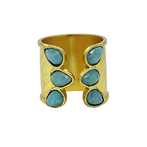 Open Cuff Gold Plated Ring: Amazonite (RG47AZ) Rings athenadesigns 