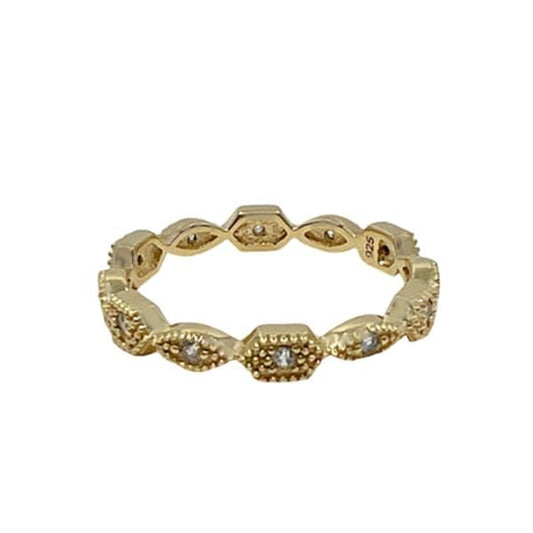 CZ 'Unique' Ring: Gold Vermeil and CZ: Sizes 6-8 (RG1/455/_) Rings athenadesigns Size 6: RG1/455/6 