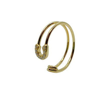 Load image into Gallery viewer, Safety Pin Adjustable Pave Ring: Gold Vermeil (RG405SFTY) Rings athenadesigns 
