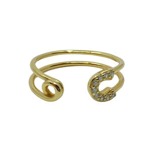 Safety Pin Adjustable Pave Ring: Gold Vermeil (RG405SFTY) Rings athenadesigns 