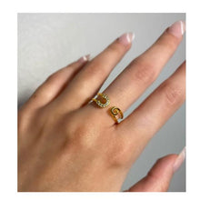 Load image into Gallery viewer, Safety Pin Adjustable Pave Ring: Gold Vermeil (RG405SFTY) Rings athenadesigns 

