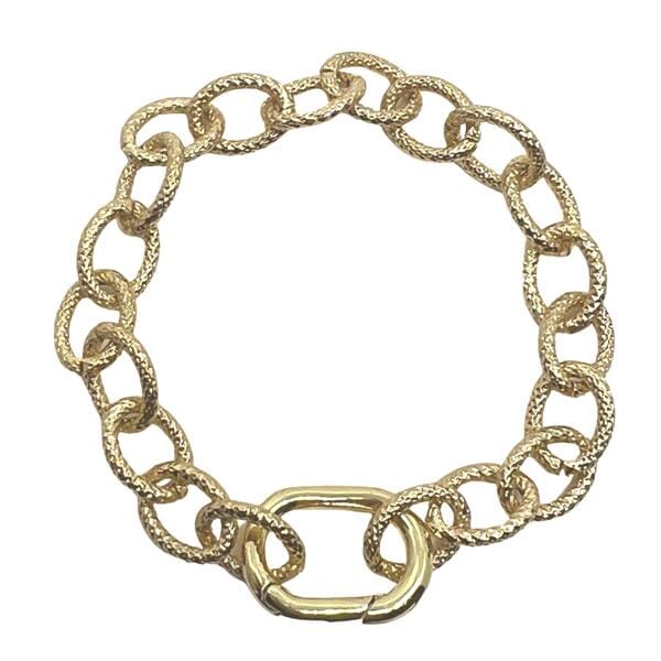 Textured Oval Link Bracelet With GF Carabiner (BG4484) Bracelet athenadesigns 