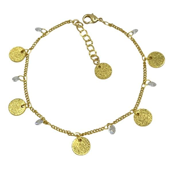 Brushed Disk & Crystal Gold Fill Bracelet (BGCL45DSK) Bracelet athenadesigns 