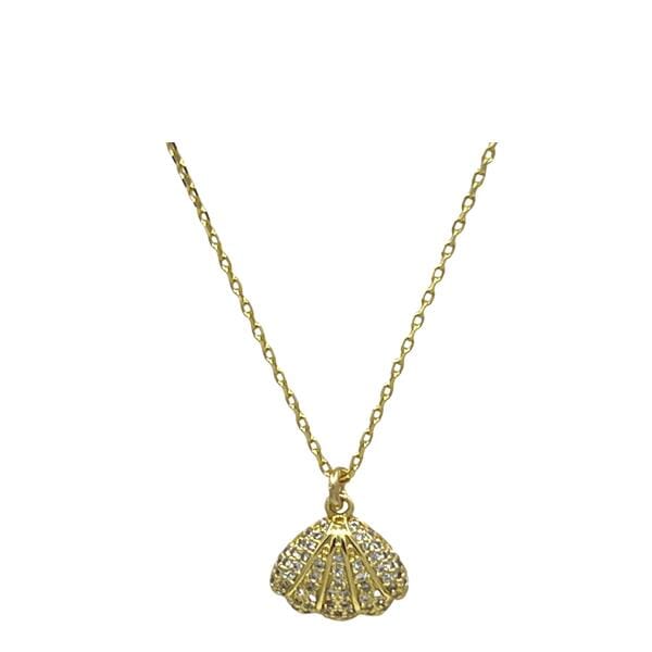 Pave 18kt Gold Fill Shell Necklace (NGCH485SHL) Necklaces athenadesigns 