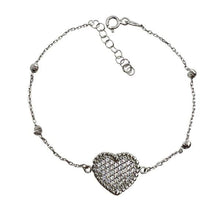 Load image into Gallery viewer, Sterling Pave Heart Bracelet (BCS645) Bracelet athenadesigns 
