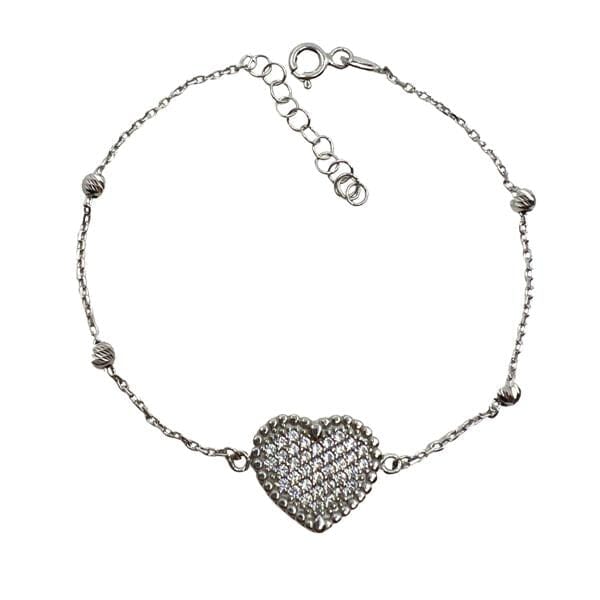 Sterling Pave Heart Bracelet (BCS645) Bracelet athenadesigns 