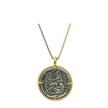 Load image into Gallery viewer, Coin: Warrior Coin Sterling Silver With 14kt Gold Necklace (NGCP46WR) Necklaces athenadesigns 
