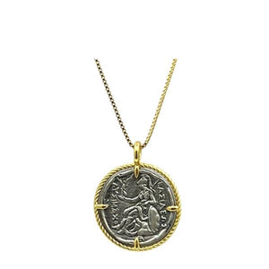 Coin: Warrior Coin Sterling Silver With 14kt Gold Necklace (NGCP46WR) Necklaces athenadesigns 