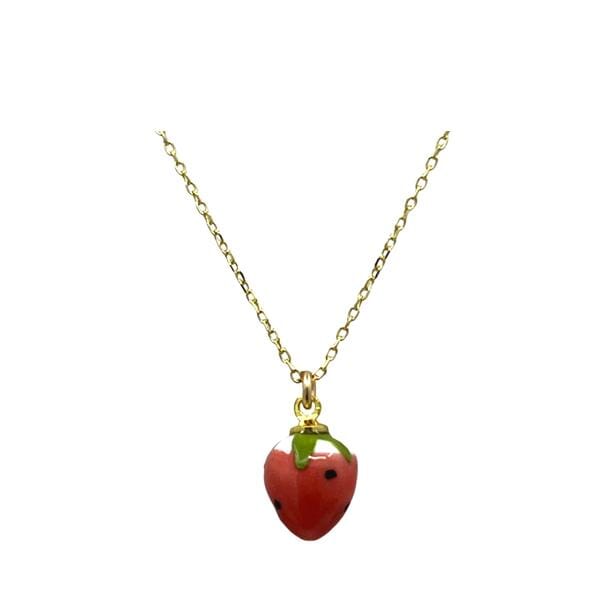 Enamel Strawberry on 14kt Gold Fill Chain Necklace (NGCH4BRYS) Necklaces athenadesigns 