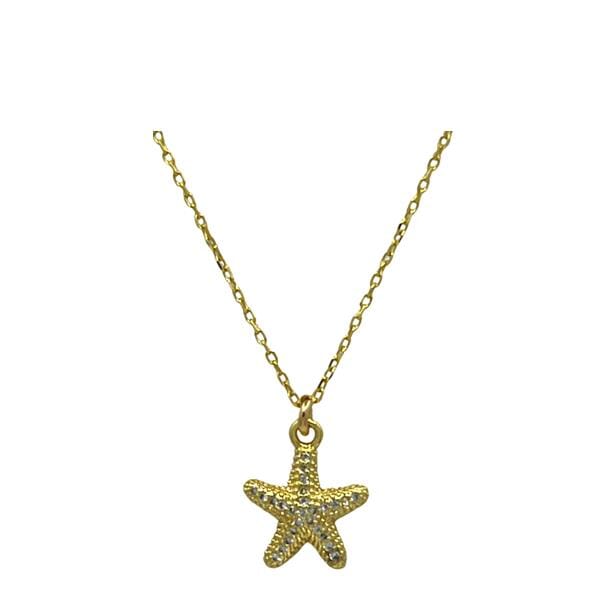 Pave 18kt Gold Fill Starfish Necklace (NGCH485STF) Necklaces athenadesigns 