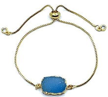 Load image into Gallery viewer, Electroform Stone Pull Bracelet: Blue Druzy (PBT748DZB) Bracelet athenadesigns Default Title 
