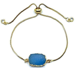 Electroform Stone Pull Bracelet: Blue Druzy (PBT748DZB) Bracelet athenadesigns Default Title 
