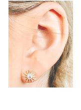 Load image into Gallery viewer, Sun and Moon CZ Stud Earrings: Gold Vermeil (EGP45SNMN)Also Rose Gold Earrings athenadesigns 
