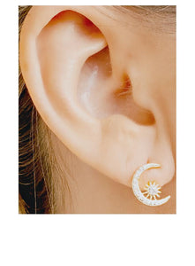 Sun and Moon CZ Stud Earrings: Gold Vermeil (EGP45SNMN)Also Rose Gold Earrings athenadesigns 