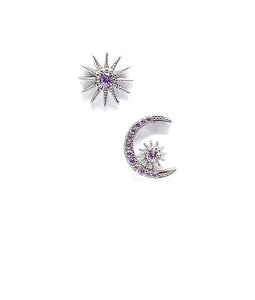 Sun and Moon CZ Stud Earrings: Sterling Silver (EP45SNMN) Earrings athenadesigns Default Title 
