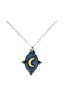 Crescent Moon Mixed Metal Pendant Necklace: Sterling Silver (NCP48MN) Necklaces athenadesigns Default Title 