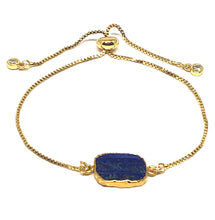 Load image into Gallery viewer, Electroform Stone Pull Bracelet: Lapis (PBT748LP) Also on Gunmetal Chain Bracelet athenadesigns Gold 
