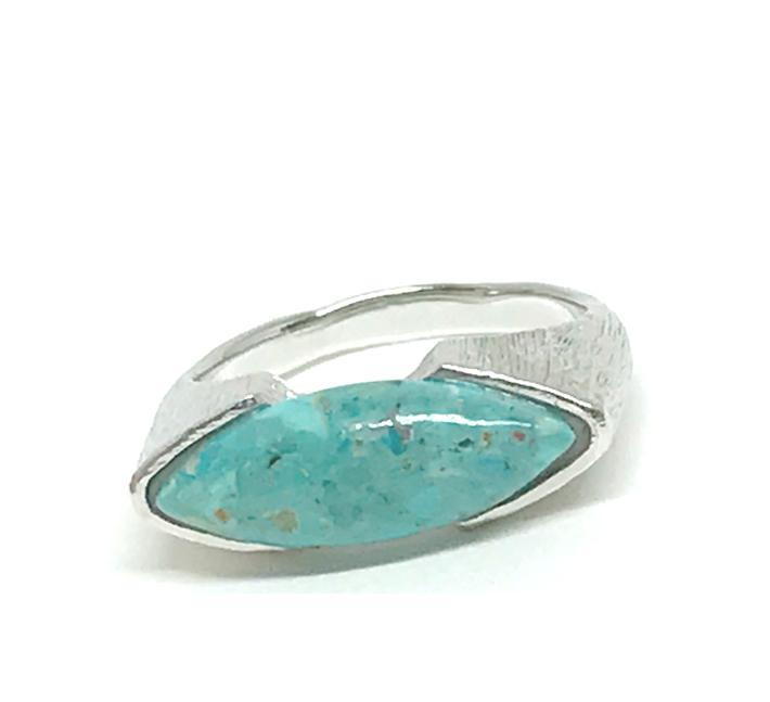 Marquis Shaped Stone Ring: Sterling Silver Turquoise (RS784TQ) SALE athenadesigns Size 8 - RS784TQ/8 