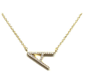 Initial Pave Necklaces: Letters A-I: Sterling Silver & Gold Vermeil (NGCH45A) Necklaces athenadesigns Gold A 