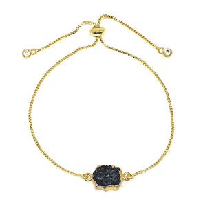 Electroform Stone Pull Bracelet: Black Druzy: Also on Gold Chain FACEBOOK athenadesigns Gold; PBT748DZX 