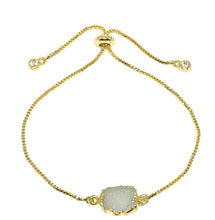 Load image into Gallery viewer, Electroform Stone Pull Bracelet: White Druzy (PBT748DZ) Also on Gunmetal Chain Bracelet athenadesigns Gold 
