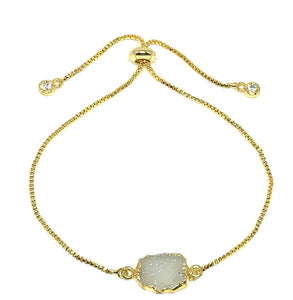 Electroform Stone Pull Bracelet: White Druzy (PBT748DZ) Also on Gunmetal Chain Bracelet athenadesigns Gold 