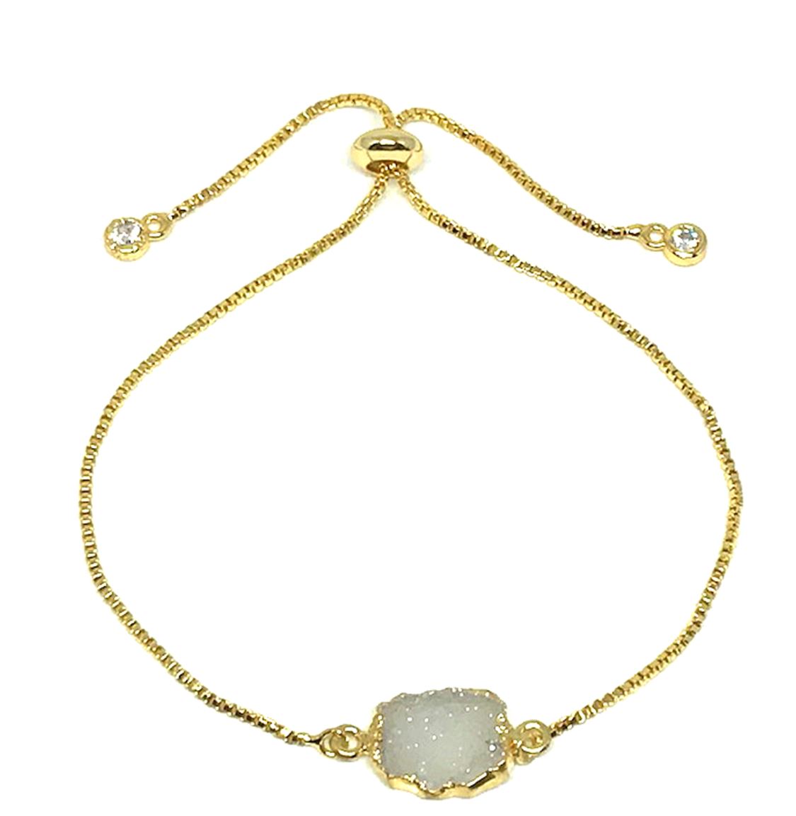 Electroform Stone Pull Bracelet: White Druzy (PBT748DZ) Also on Gunmetal Chain Bracelet athenadesigns Gold 