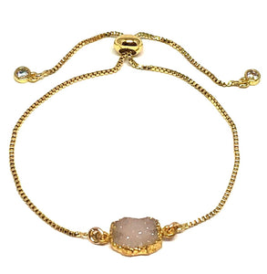 Electroform Stone Pull Chain: Pink Druzy (PBXT748DZP) Also on Gold Chain Bracelet athenadesigns Gold 