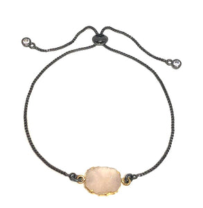 Electroform Stone Pull Chain: Pink Druzy (PBXT748DZP) Also on Gold Chain Bracelet athenadesigns Gunmetal 