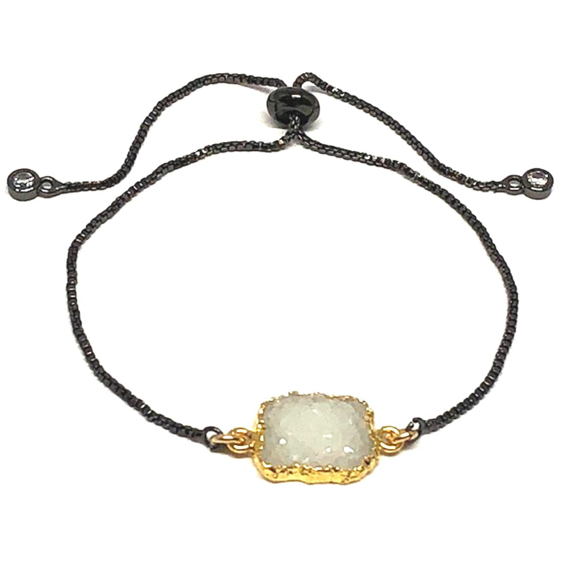 Electroform Stone Pull Bracelet: Aqua Druzy (PBT748DZQ) Also on Gunmetal Chain Bracelet athenadesigns Gunmetal 