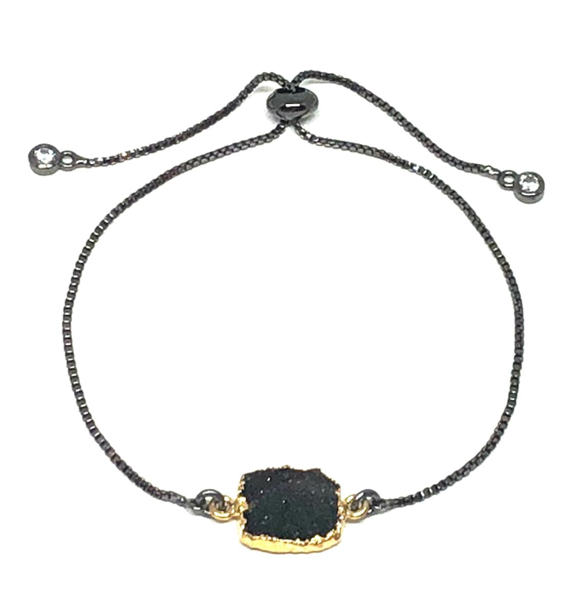 Electroform Stone Pull Bracelet: Black Druzy: Also on Gold Chain FACEBOOK athenadesigns Gunmetal; PBXT748DZX 