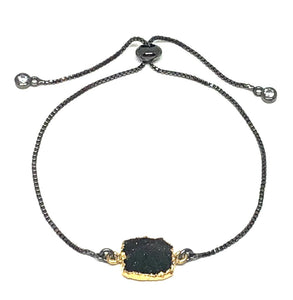 Electroform Stone Pull Bracelet: Black Druzy (PBXT748DZX) Also on Gold Chain Bracelet athenadesigns Gunmetal 