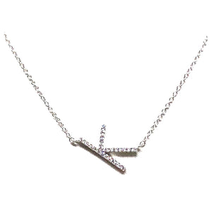 Initial Pave Necklaces: Letters J-L: Sterling Silver & Gold Vermeil (NCH45K) Necklaces athenadesigns Silver K 
