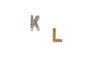 Initial Pave Studs: Letters J-L: Sterling Silver & Gold Vermeil (EGP45L)Price Per Letter Earrings athenadesigns Silver K 