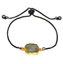 Load image into Gallery viewer, Electroform Stone Pull Bracelet: Labradorite (PBT748LD) Also on Gunmetal Chain Bracelet athenadesigns Gunmetal 
