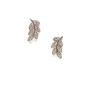 Pave Leaf Stud: Sterling Silver with Crystal (EP45LF) Earrings athenadesigns 