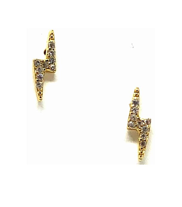 Lightning Bolt Stud: Gold Vermeil; Also Rose Gold Vermeil(EGP45LTN) Earrings athenadesigns Gold Vermeil:EGP45LTN 