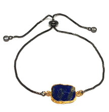 Load image into Gallery viewer, Electroform Stone Pull Bracelet: Lapis (PBT748LP) Also on Gunmetal Chain Bracelet athenadesigns Gunmetal 
