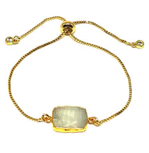 Load image into Gallery viewer, Electroform Stone Pull Bracelet: Moonstone (PBXT748MN) Also on Gold Chain Bracelet athenadesigns Gold 
