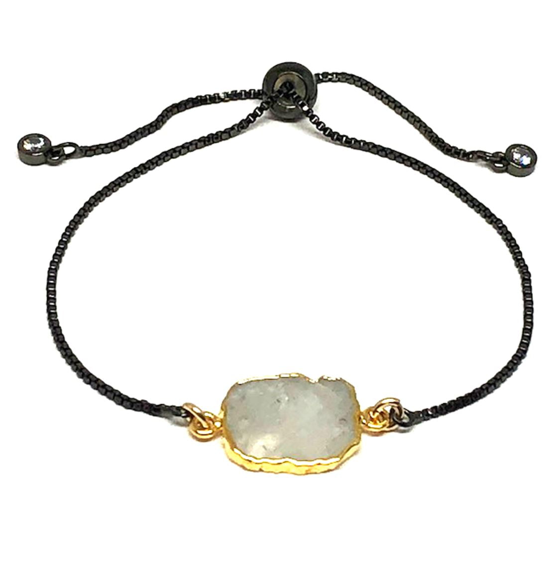 Electroform Stone Pull Bracelet: Moonstone (PBXT748MN) Also on Gold Chain Bracelet athenadesigns Gunmetal 