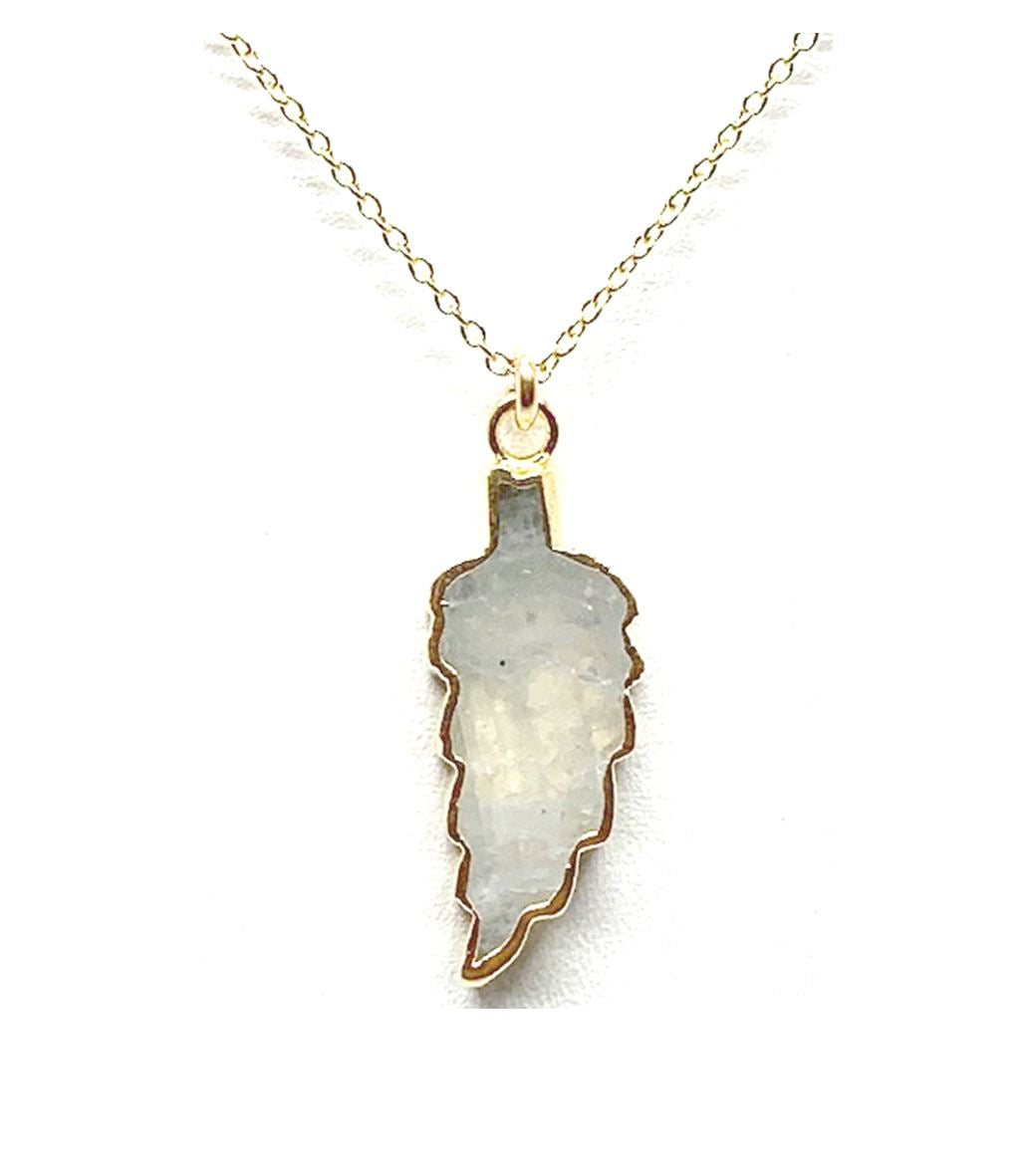 Electroformed Semi Precious Leaves Necklace: Moon Stone (NGCP79MN) Necklaces athenadesigns Default Title 
