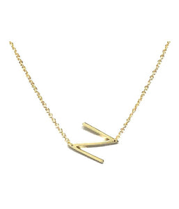 Initial Necklaces: Letters M-R: Sterling Silver & Gold Vermeil (NGCH40N) Necklaces athenadesigns Gold N 